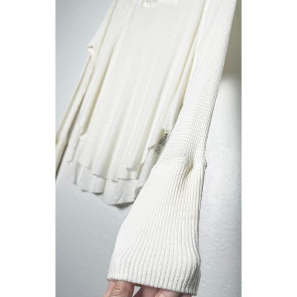 Free People Women's Ivory Spring Valley Lace Trim Lightweight Thermal Top Boho S - Picture 7 of 10